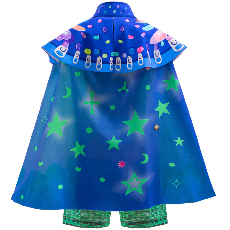 Kids Earth Ambassador Costume Green T-shirt Shorts Blue Cloak 3pcs Halloween Cosplay Outfit - Image 2