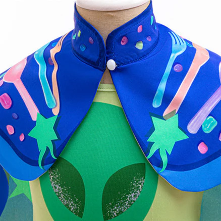 Kids Earth Ambassador Costume Green T-shirt Shorts Blue Cloak 3pcs Halloween Cosplay Outfit - Image 5