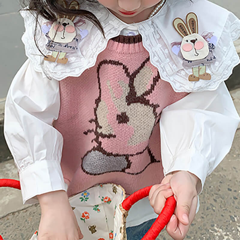 Kids Easter Costume Bunny Short sleeve Sweater and Shirt 2pcs Clothes Set Girls Cute Bunny Outfit - Image 3