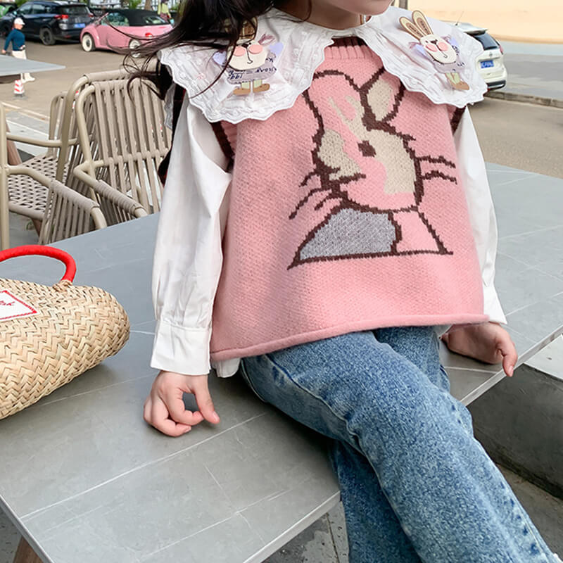 Kids Easter Costume Bunny Short sleeve Sweater and Shirt 2pcs Clothes Set Girls Cute Bunny Outfit - Image 5