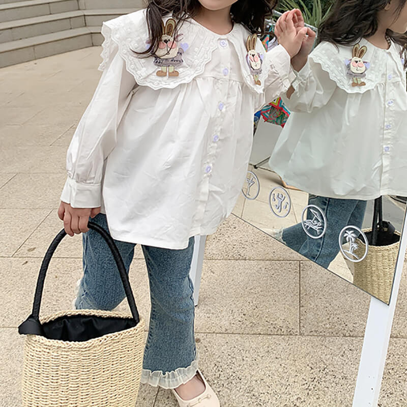 Kids Easter Costume Bunny Short sleeve Sweater and Shirt 2pcs Clothes Set Girls Cute Bunny Outfit - Image 7