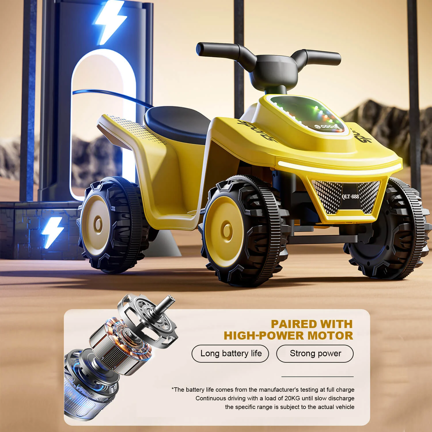 Kids Electric ATV 6V Ride-On Toy with Music Light 4-wheels Dual Drive Car - Image 5
