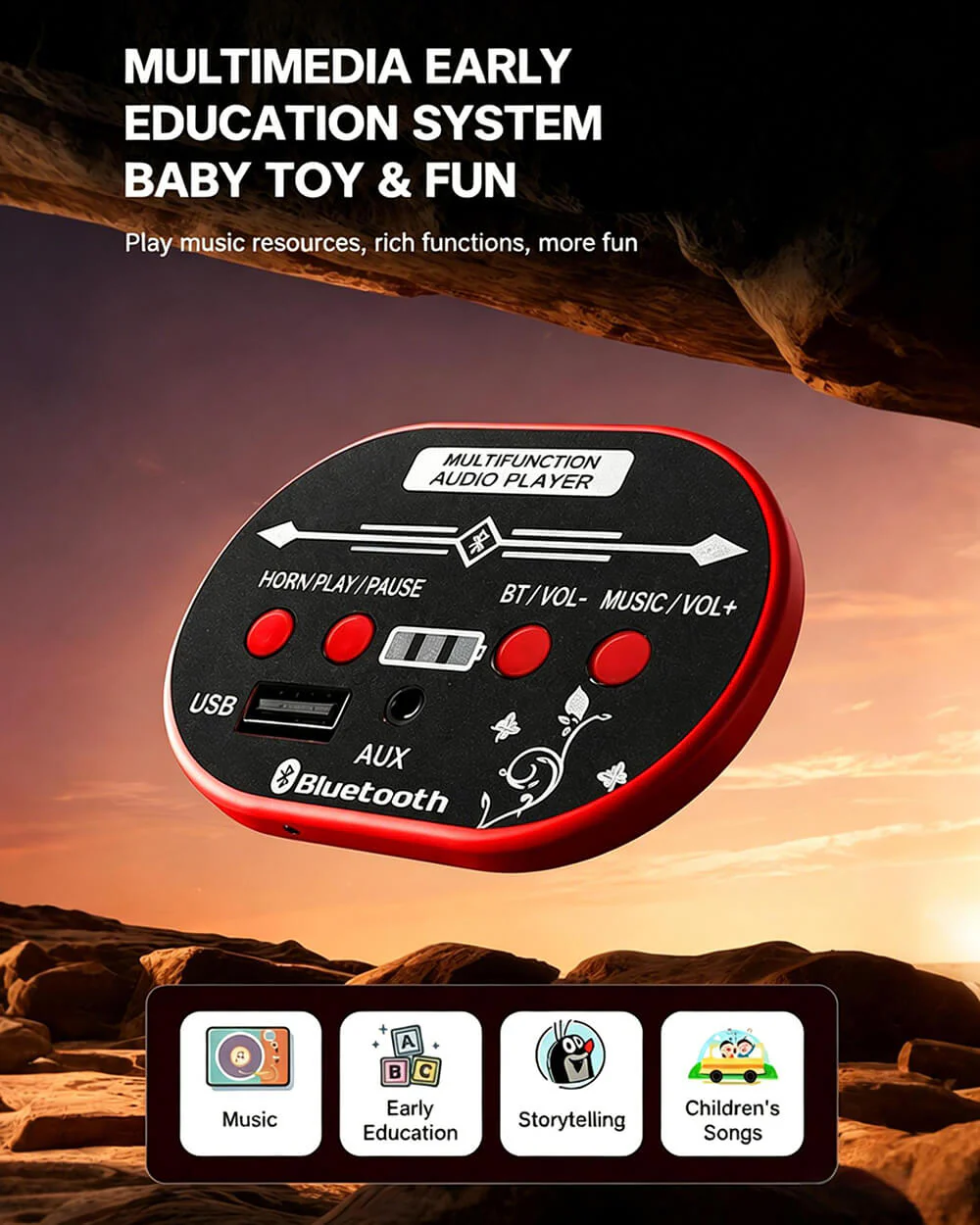 Kids Electric Go Kart 6V Wide Seat Ride On Car with Bluetooth Music Player and Light - Image 7