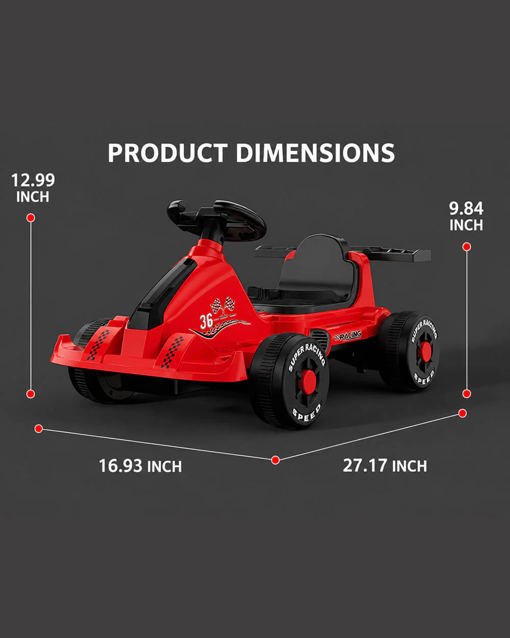 Kids Electric Go Kart 6V Wide Seat Ride On Car with Bluetooth Music Player and Light - Image 8
