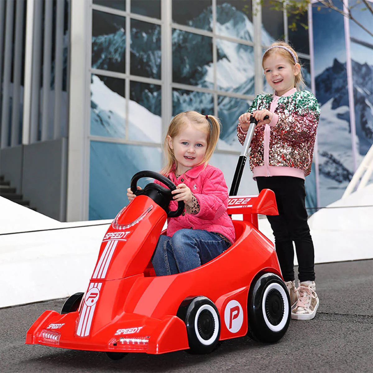 Kids Electric Go Kart with Remote & Adjustable Push Bar Dual Drive Drift Ride on Cars For Boys Girls - Image 4