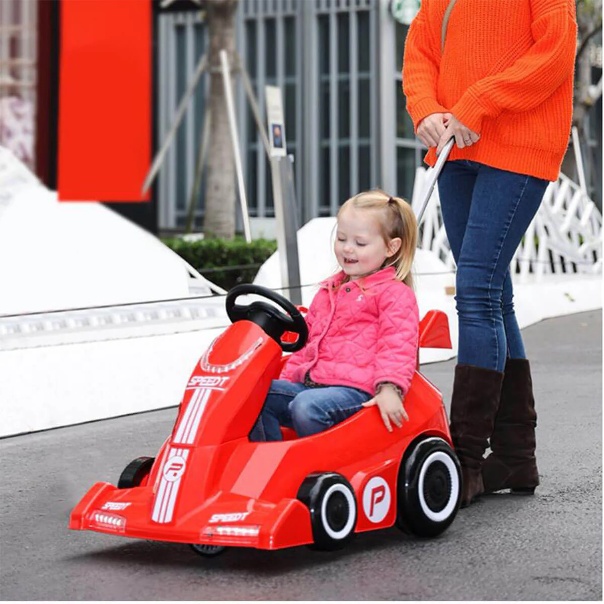 Kids Electric Go Kart with Remote & Adjustable Push Bar Dual Drive Drift Ride on Cars For Boys Girls - Image 5