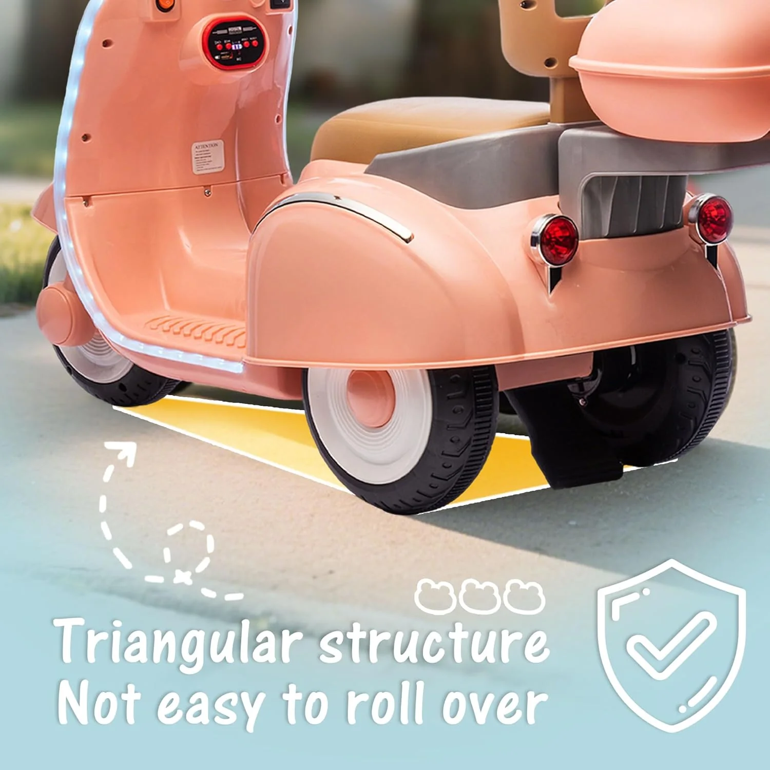 Kids Electric Motorcycle 12V Ride On Car with Storage Box Bluetooth Music 2 Seats Motorcycle - Image 7
