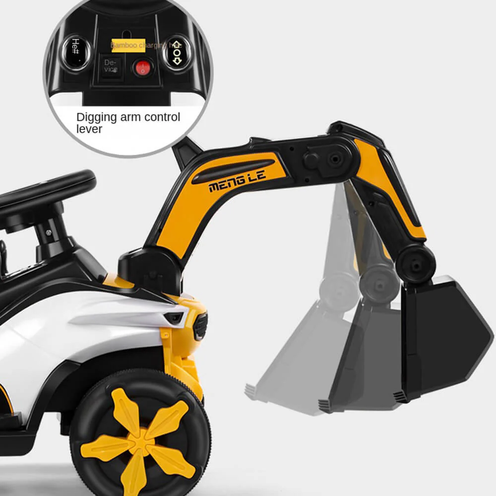 Kids Electric Ride-on Excavator Boys Gilrs Outdoor Digger Truck With Helmet, Power Digger and Light - Image 5