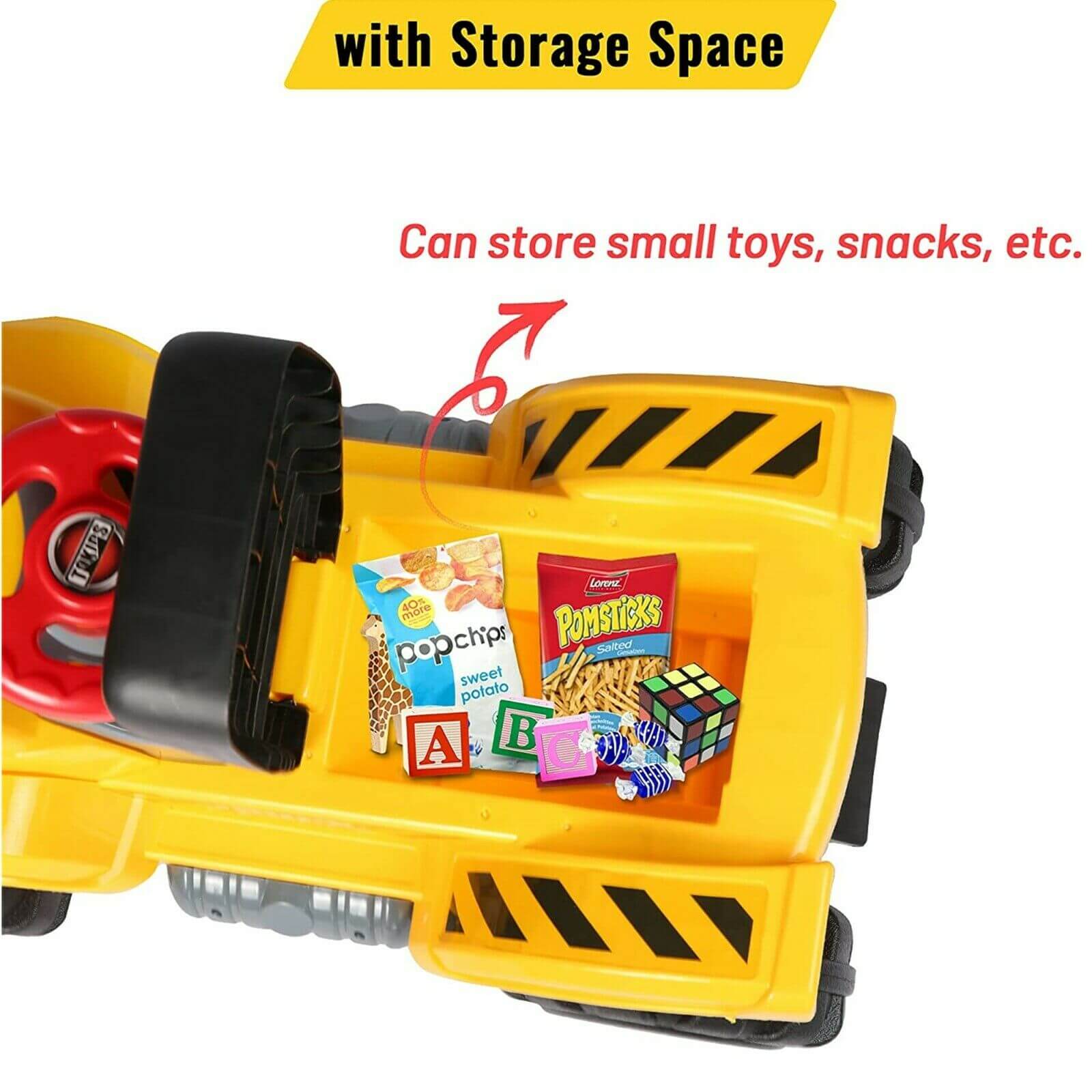 Kids Ride-on Excavator Toys Outdoor Digger and Bulldozer Truck With Safety Helmet and Simulation Sound - Image 8