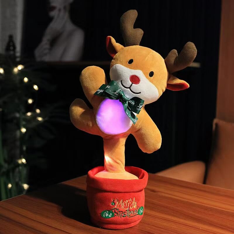 Kids Electric Singing Toy Christmas Tree Reindeer Talking Plush Toy Twisting Interactive Doll with Light - Image 3