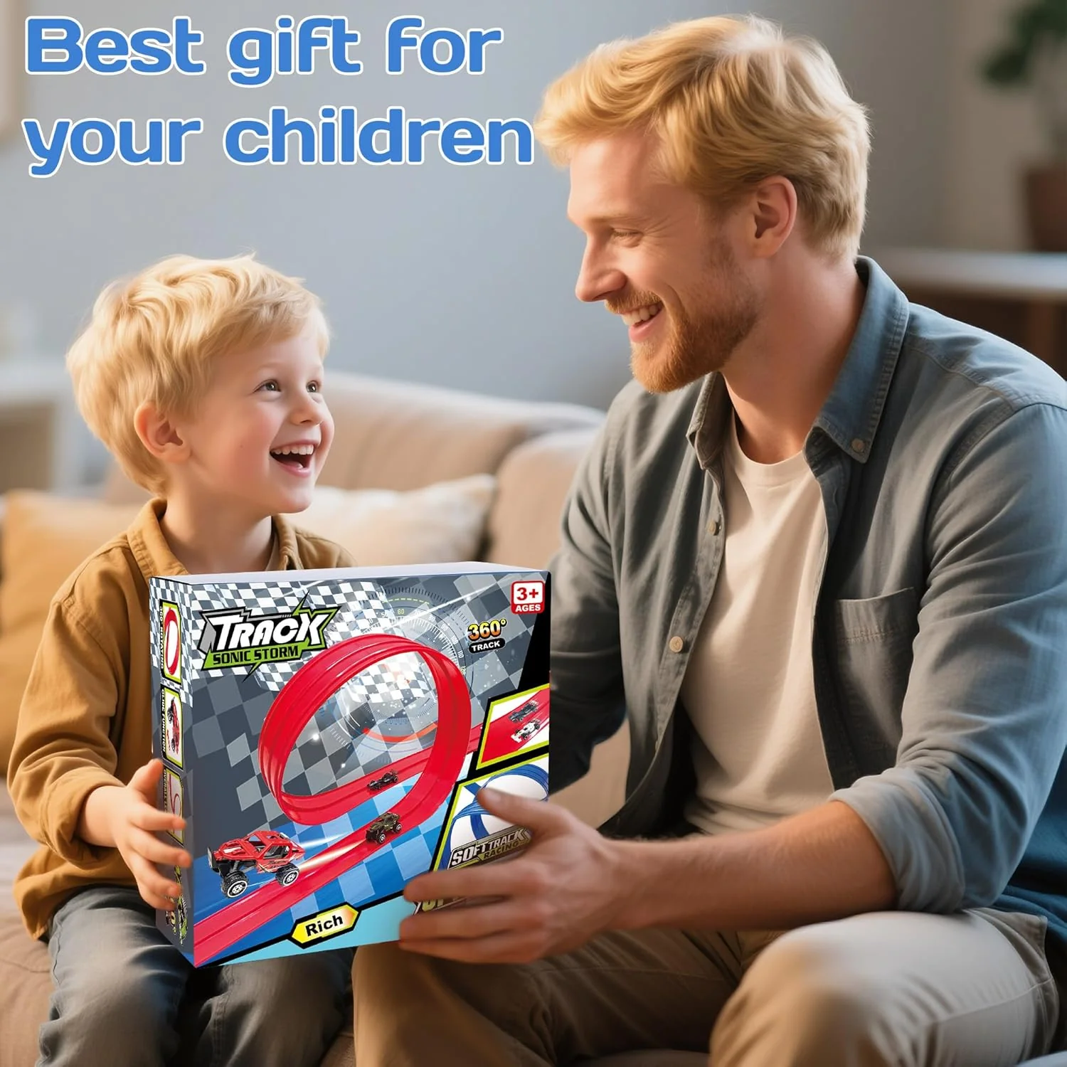 Kids Flexible Race Track Car Set with Suction Cups Inertia Gliding Car DIY Assembly Track Toy - Image 3
