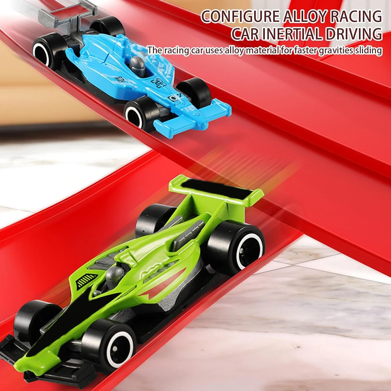 Kids Flexible Race Track Car Set with Suction Cups Inertia Gliding Car DIY Assembly Track Toy - Image 7