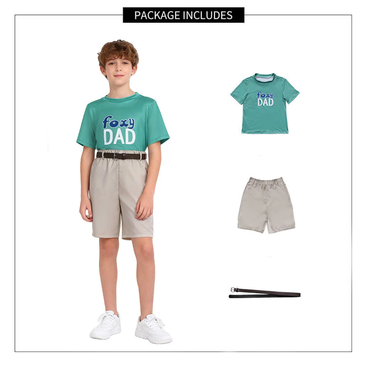 Kids Fox Costume Casual Green Shirt and Shorts Suit for Cospay Daily Wear - Image 8