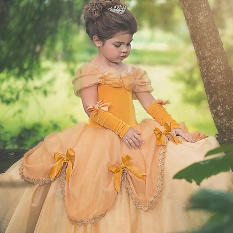 Princess Belle Dress Halloween Costume Party Ball Gown Dress - Image 3