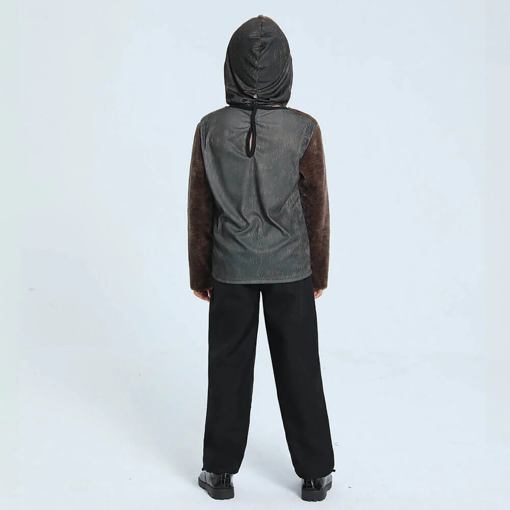 Kids Gorilla Costume King Kong Cosplay Outfit Fleece Sweatshirt Suit with Latex Helmet Full Set - Image 2