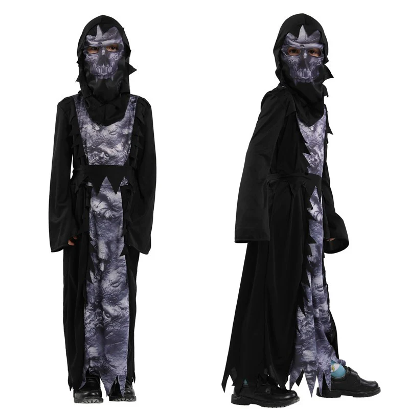 Kids Halloween Hell Devil Costume Scary Monster Phantom Grim Reaper Outfit for Masquerade Dress Up - Image 2