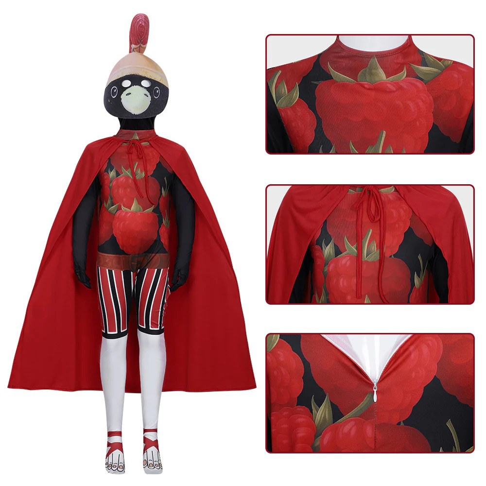 Kids Brainrot Costume Red Brri Brri Jumpsuit Cape and Helmet Set for Cosplay Themed Party - Image 6