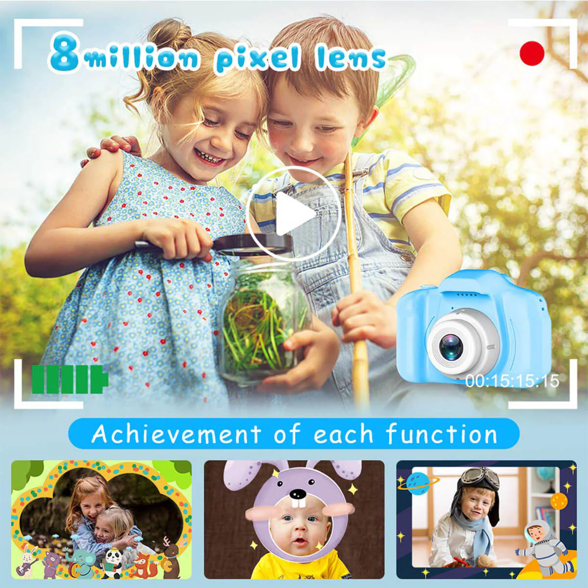 Children's First Camera 13MP HD Digital Camera with Games and 32GB SD Card and Card Reader - Image 6