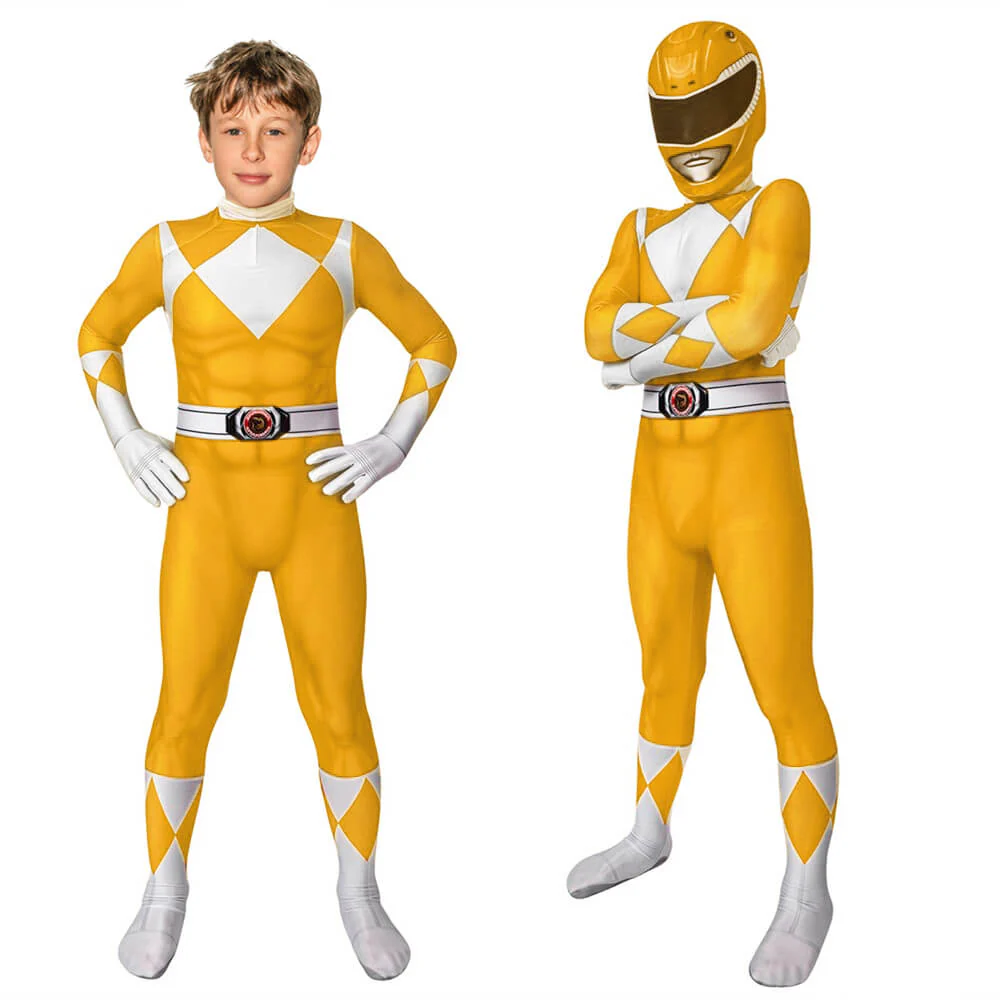 Kids Dragon Rangers Cosplay Costume Red Ranger Outfit MMPR Superhero Jumpsuit with Helmet - Image 5