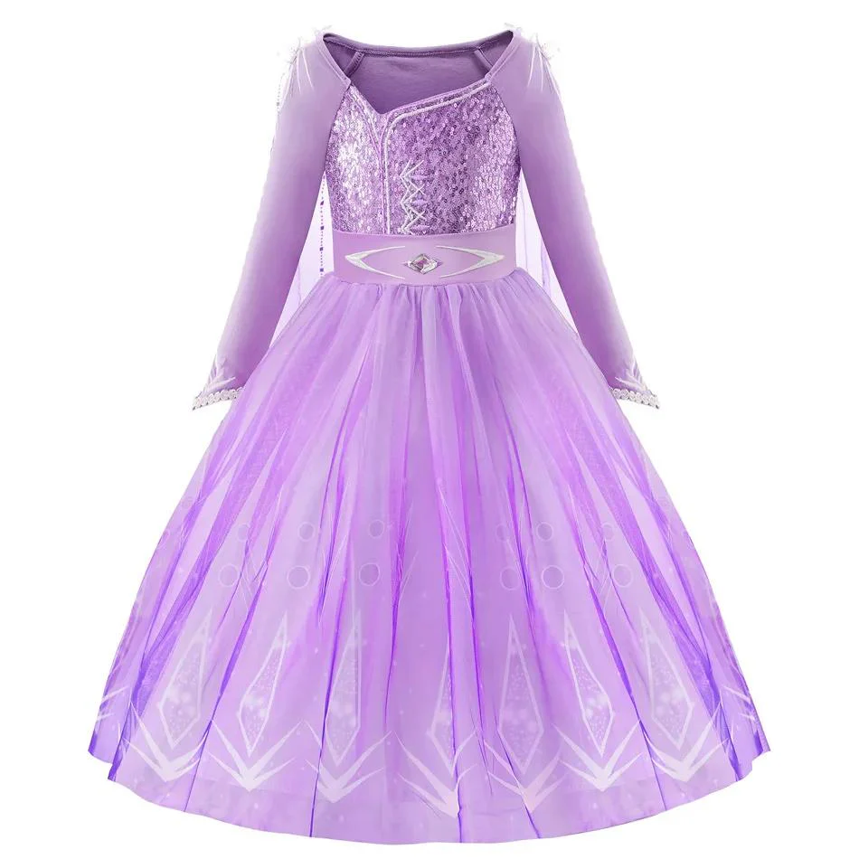 Anna Costume Kids Light Up Princess Dress Purple Sequined Birthday Dress Party Dress - Image 5