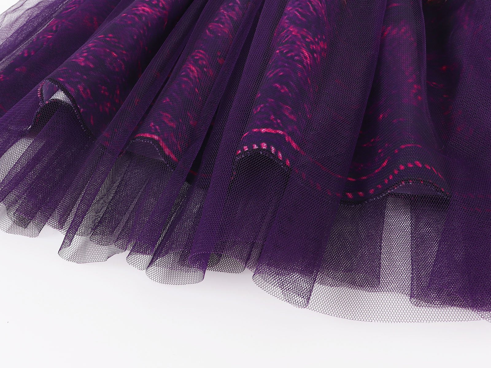 Kids Princess Mal Dress Queen Tulle Mesh Purple Costume and Wig for Party - Image 8