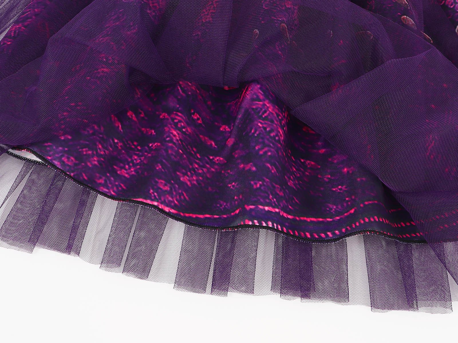 Kids Princess Mal Dress Queen Tulle Mesh Purple Costume and Wig for Party - Image 9