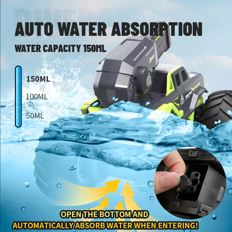 Kids RC Amphibious Vehicle 2.4G High Pressure Water Gun Car Two Speeds Off-road Car - Image 4