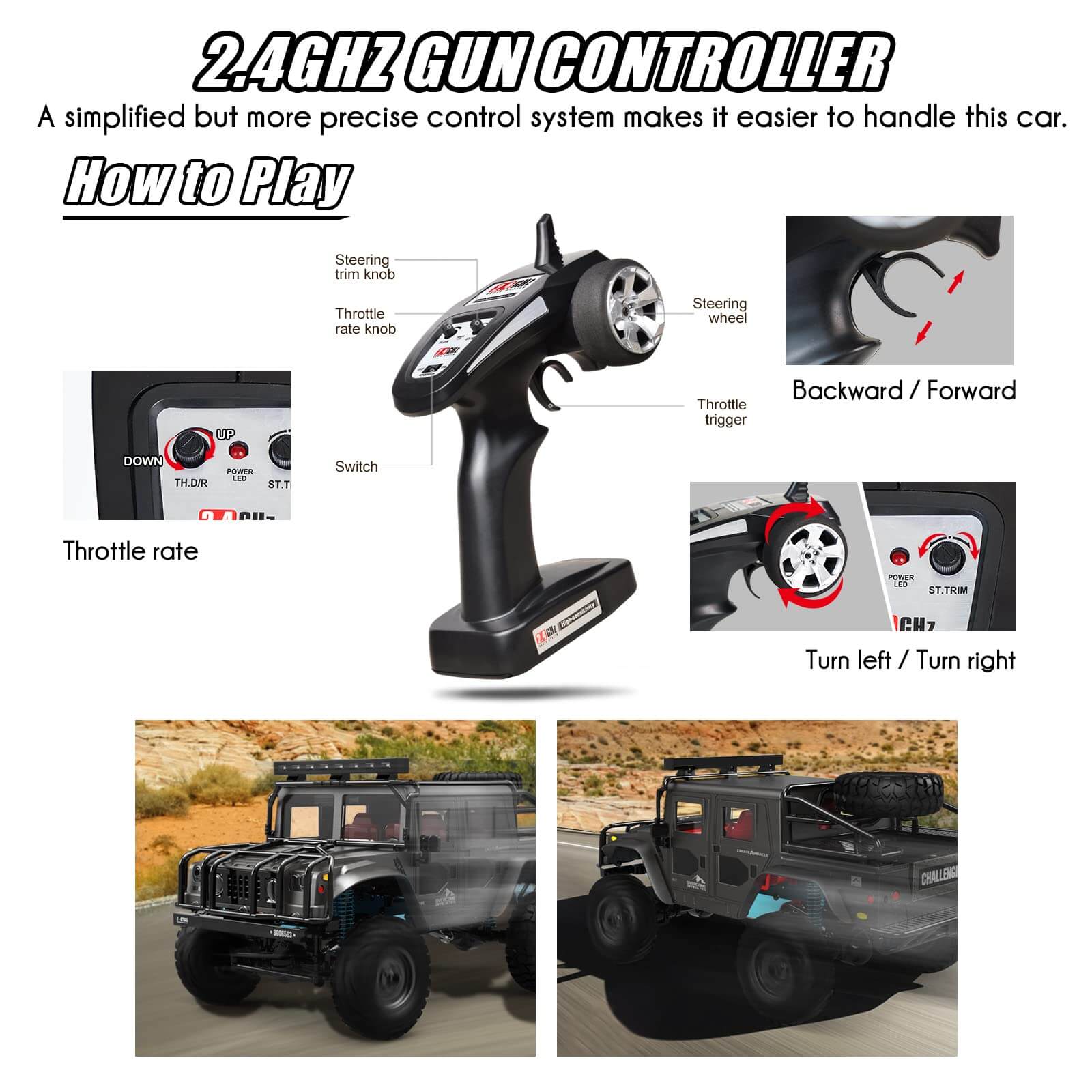 1/10 Jeep RC Truck 4WD RTR Remote Jeep Wrangler Brushed Remote Control Truck RC Rock Crawler - Image 10
