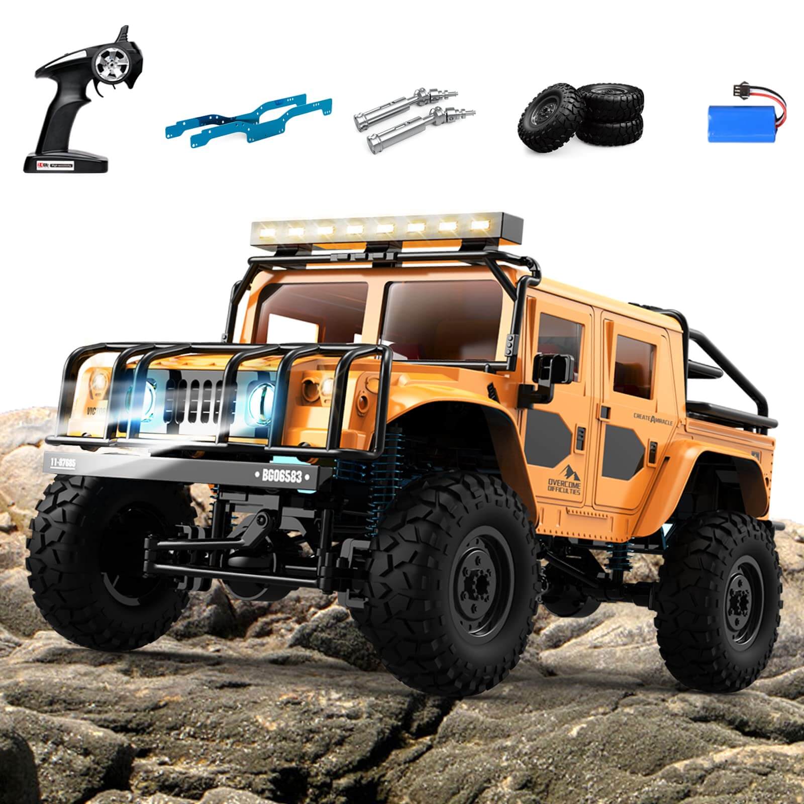 1/10 Jeep RC Truck 4WD RTR Remote Jeep Wrangler Brushed Remote Control Truck RC Rock Crawler - Image 3