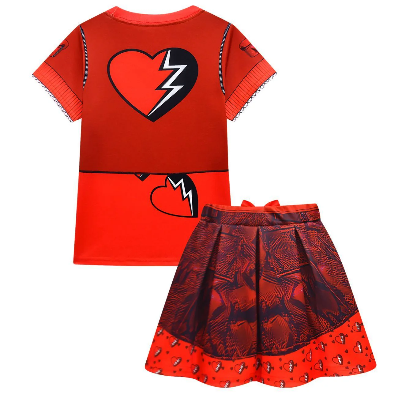Kids Red Costume Princess T-shirt and Skirt Suit The Daughter of The Queen of Hearts Outfit - Image 4