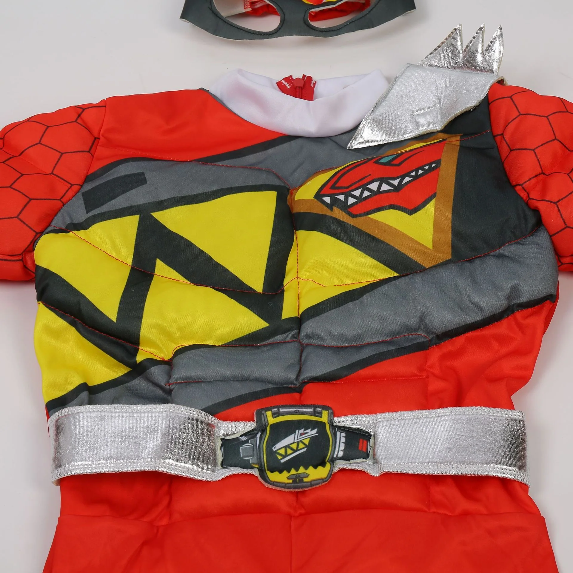 Kids Red Dragon Ranger Outfit Muscle Chest Jumpsuit with Helmet for Cosplay Party - Image 10