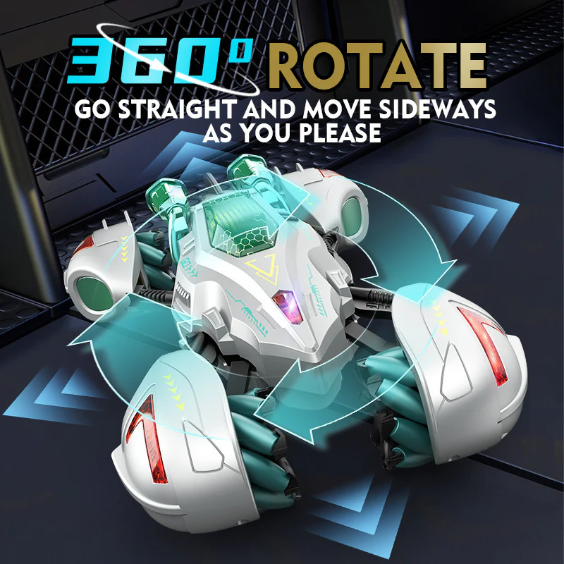 Kids Remote Control Stunt Car 360° Rotation Drift Car 4WD Deformation Robot with Light - Image 3