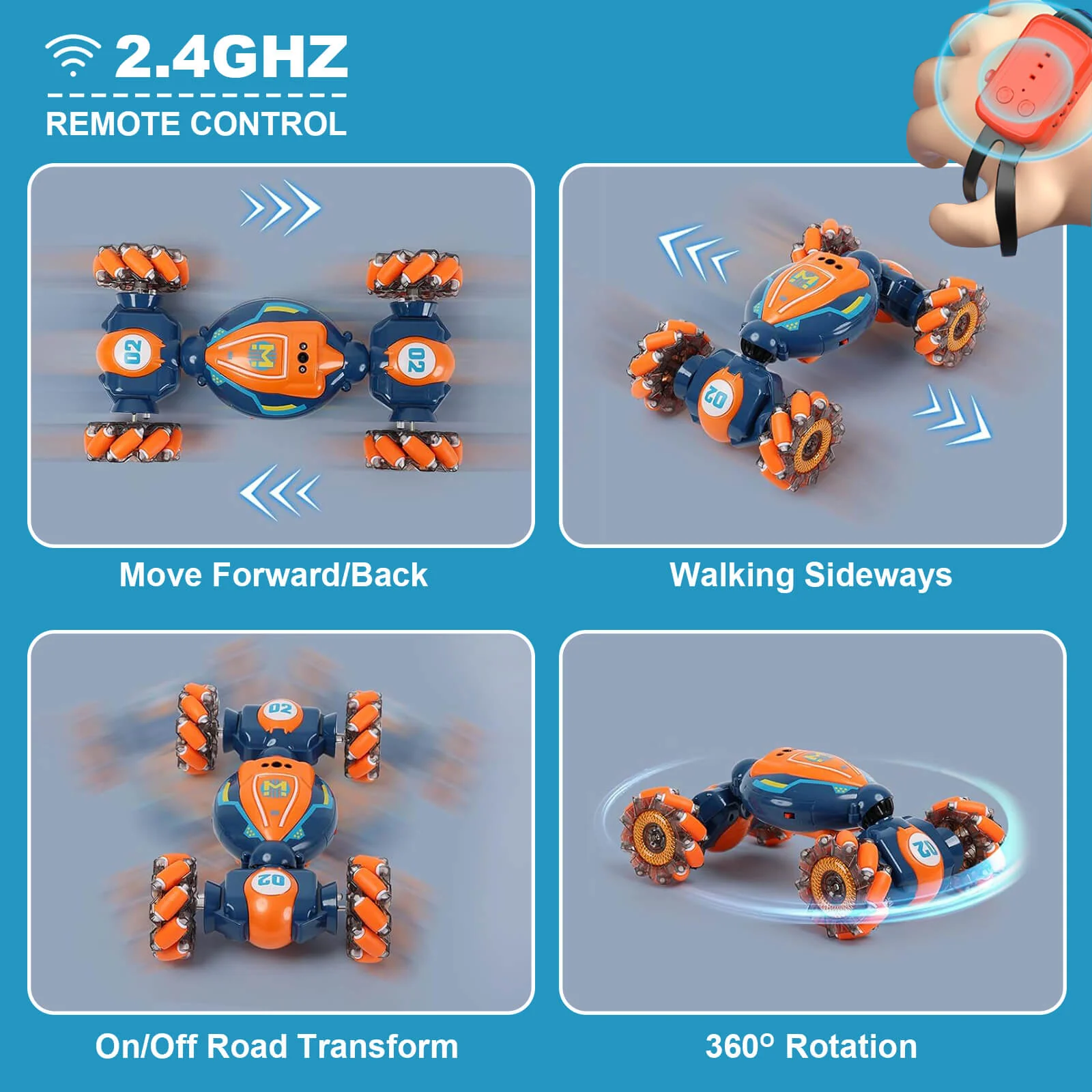Kids Remote Control Stunt Car 360° Twist Climbing Car 3 Control Methods with Light Music - Image 2