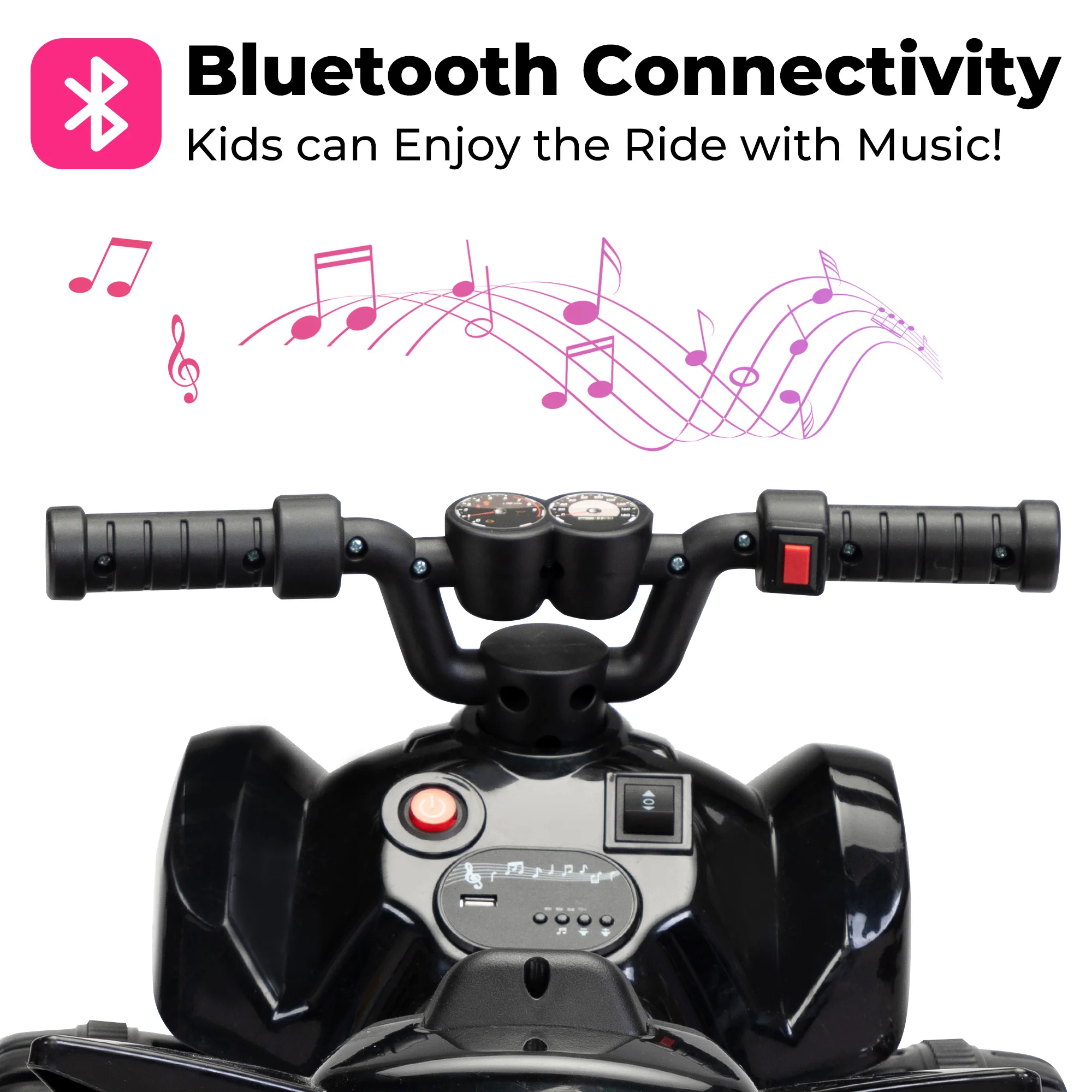 Kids Ride-on ATV 6V Battery Powered Electric Quad Car with Music LED Lights and Spray 4 Wheeled Ride-on Toy - Image 9