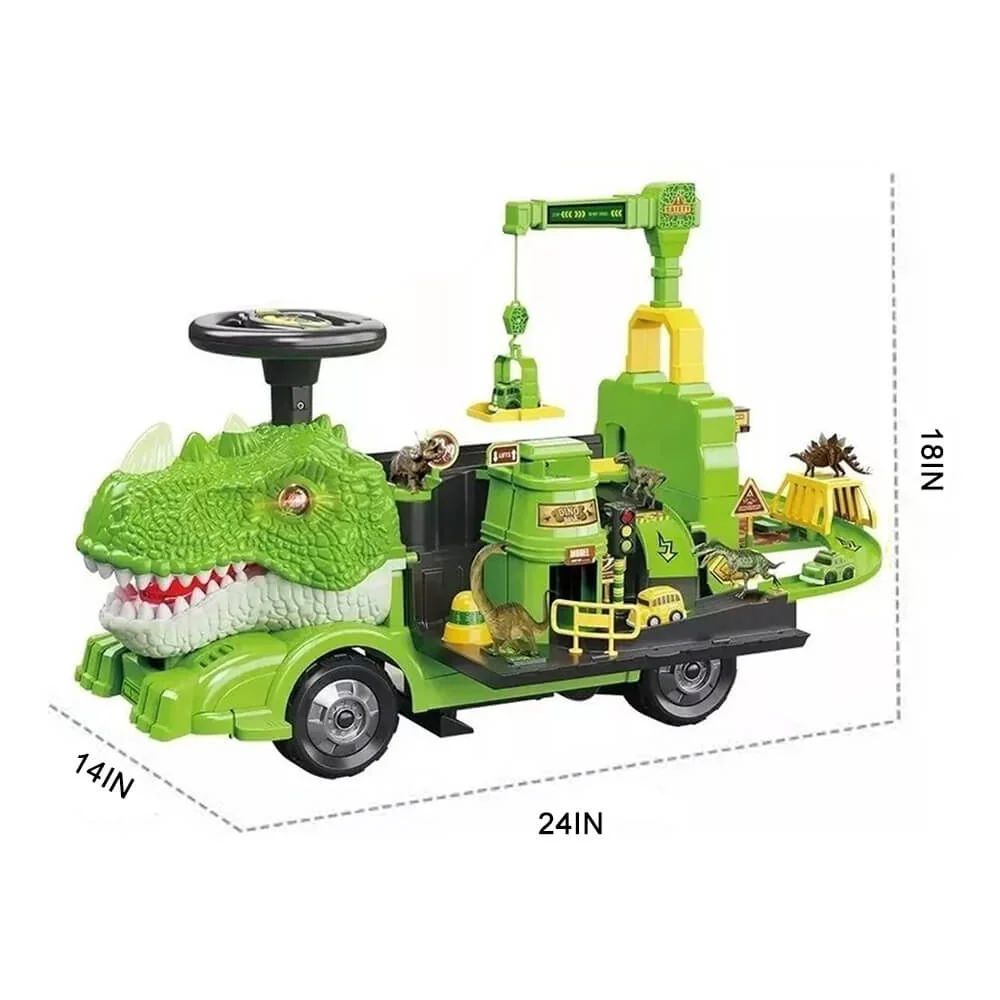 Kids Ride On Dinosaur Car Transformable Parking Lot With Music Story For Girls & Boys - Image 10