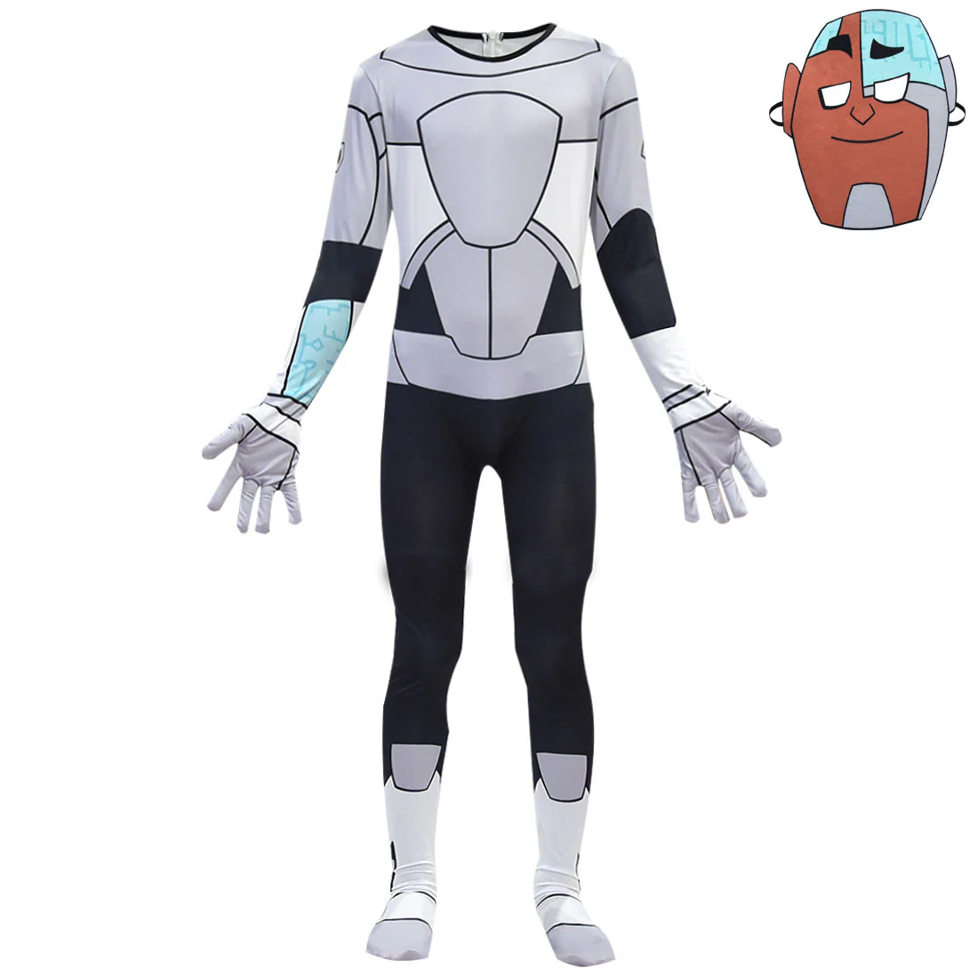 TTG Cartoon Kids Robot Man Costume Dress Up Outfit Jumpsuit and Mask - Image 2