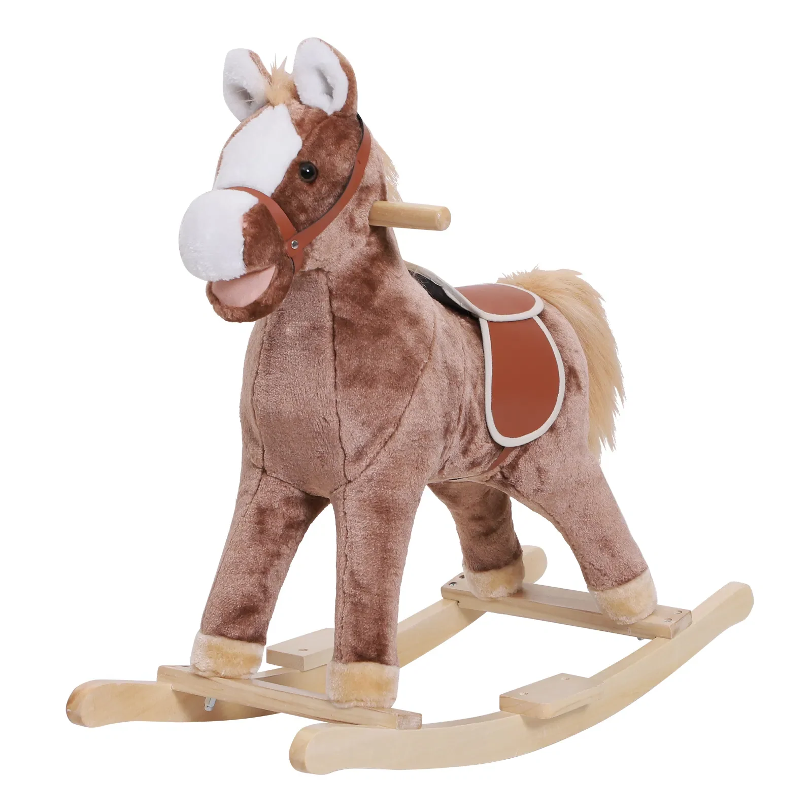 Kids Rocking Horse Pink Plush Ride On Toy with Realistic Sounds Holiday Gift - Image 12