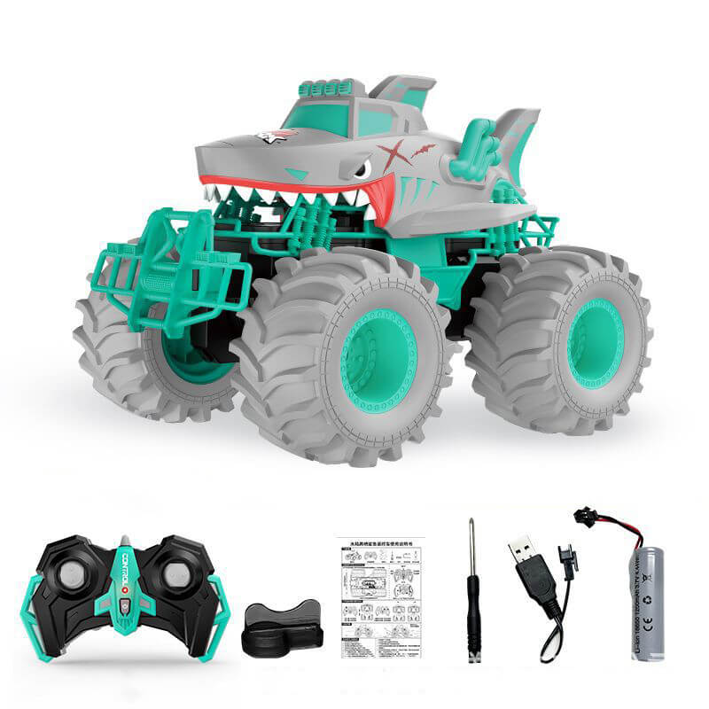 Kids Shark RC Amphibious Car Off-road Vehicle 4WD Climbing Monster Car Waterproof - Image 2