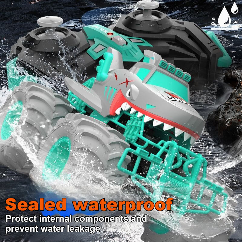 Kids Shark RC Amphibious Car Off-road Vehicle 4WD Climbing Monster Car Waterproof - Image 7