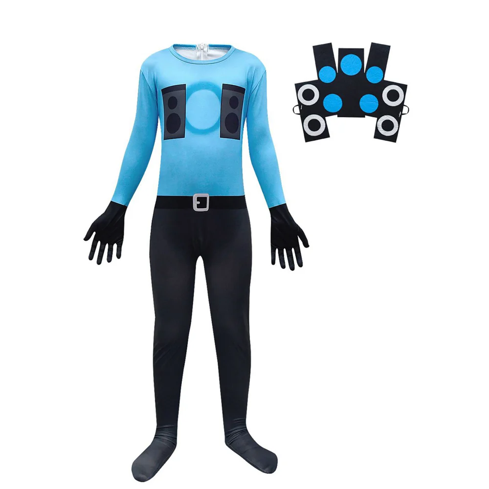 Kids Blue Speaker Man Costume Jumpsuit with Mask 2pcs Suit Halloween Costume - Image 2