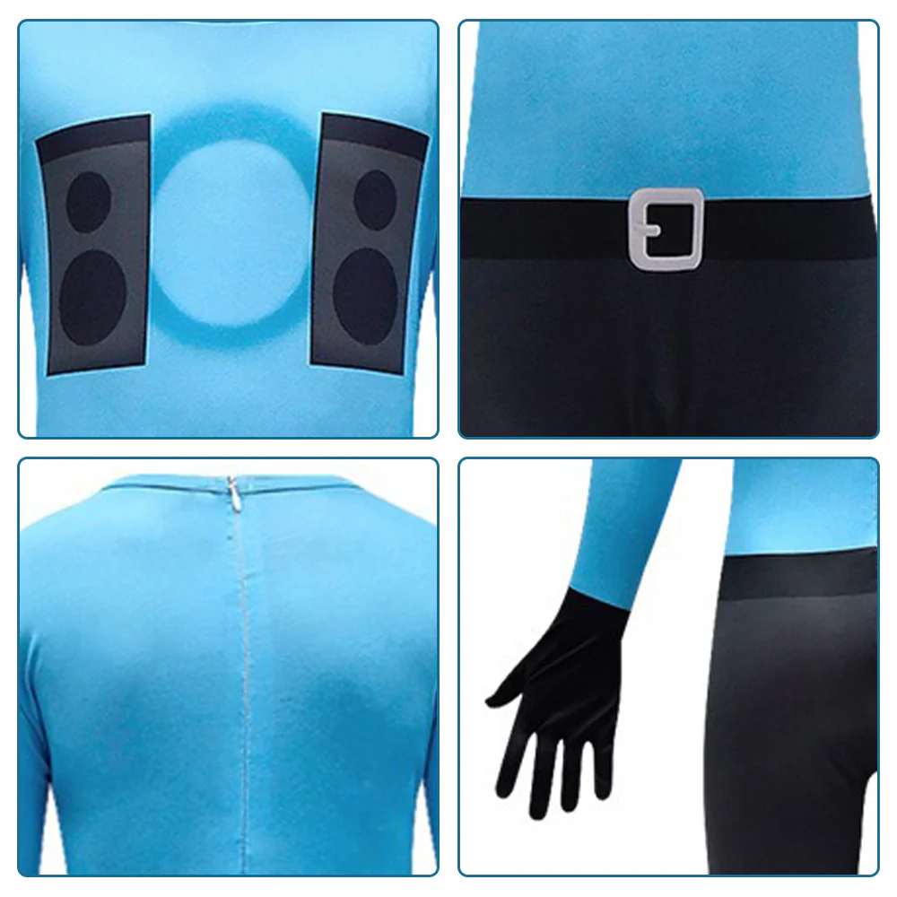 Kids Blue Speaker Man Costume Jumpsuit with Mask 2pcs Suit Halloween Costume - Image 7