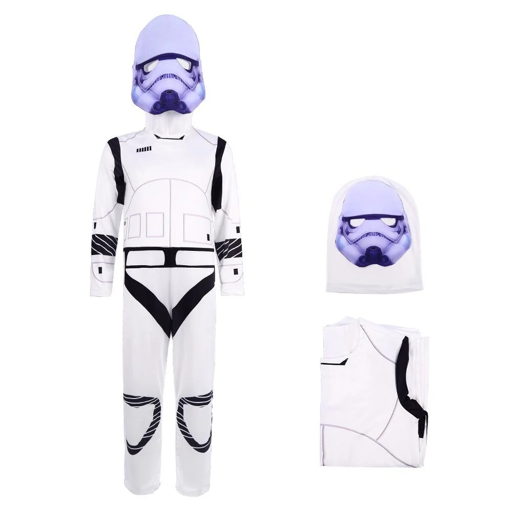 Kids Storm Trooper Costume Imperial Soldiers Jumpsuit Helmet Suit Trooper Bucketheads Outfit - Image 4