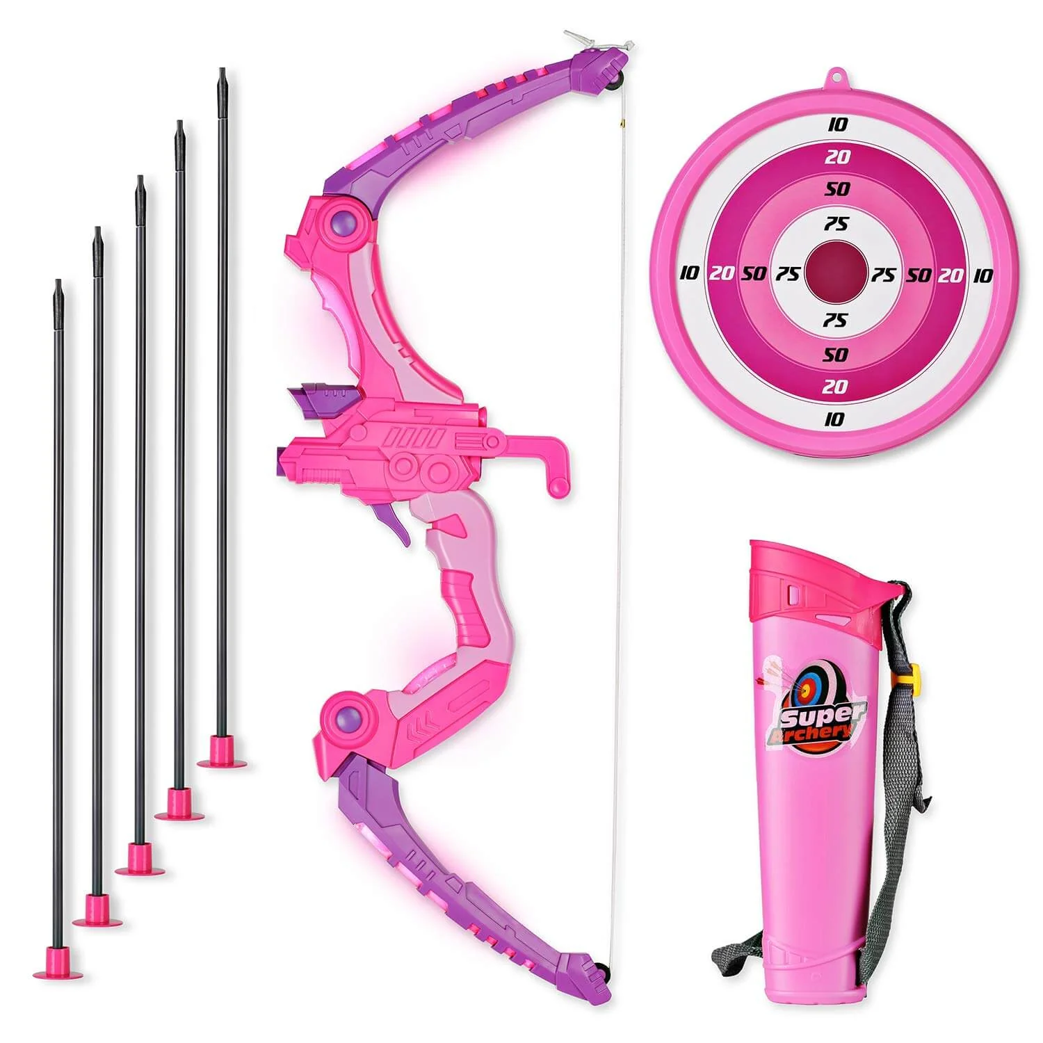 Kids Toy Bow and Arrows with Sighting Device Lighting Effects for Outdoor Hunting Game - Image 2