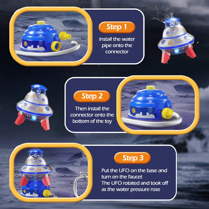 Kids UFO Rocket Sprinkler 360° Rotating Summer Water Pressure Lift Sprinkler Outdoor Water Toy - Image 11