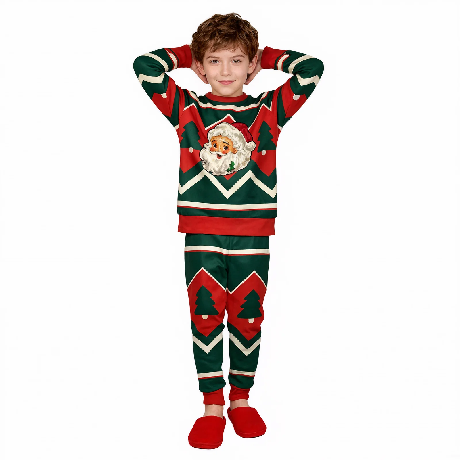 Kids Christmas Sweatshirt Boys Girls Long Sleeve Xmas Pullover Shirt and Pants Set for 4-8 years - Image 5