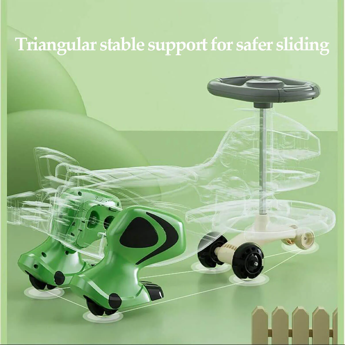 Kids Wiggle Car Dinosaur Anti-Rollover Car Ride On Toy With Flashing Wheels & Music - Image 3