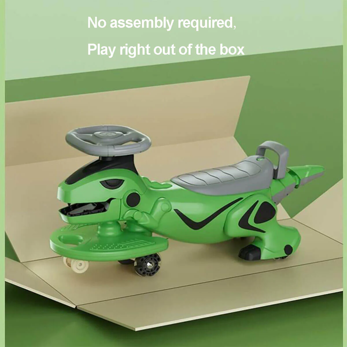 Kids Wiggle Car Dinosaur Anti-Rollover Car Ride On Toy With Flashing Wheels & Music - Image 9