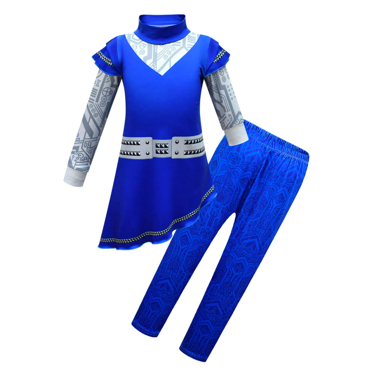Kids Zombies A-Li Costume Girls Alien Blue Dress Pants Bag 3pcs Sets for Halloween Cosplay - Image 2
