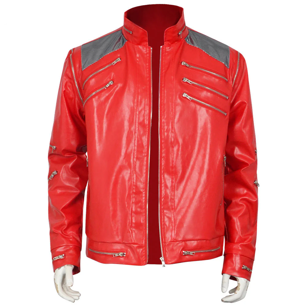 Kids Adults King of Pop Stage Performance Outfit Red 80s Shiny PU Leather Jacket and Pants Set for Fans Cosplay Events - Image 13
