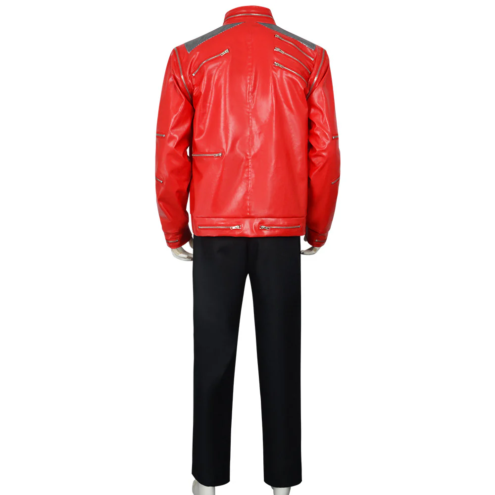 Kids Adults King of Pop Stage Performance Outfit Red 80s Shiny PU Leather Jacket and Pants Set for Fans Cosplay Events - Image 9